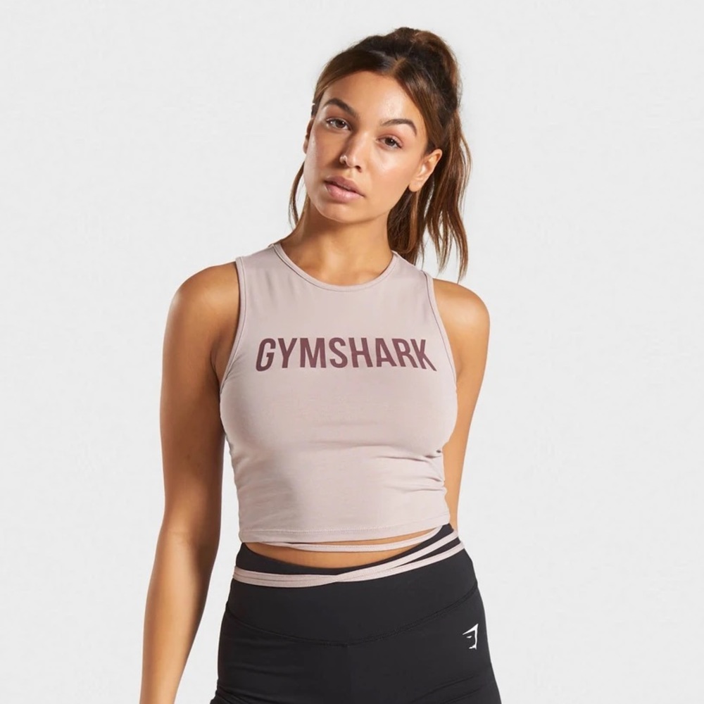 SOLD Gymshark ribbon crop tank in taupe